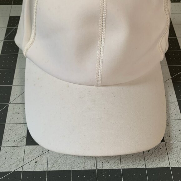 Lululemon Fast Free Run Running Athletic Hat Cap White Reflective Logo *STAINS - Picture 3 of 13